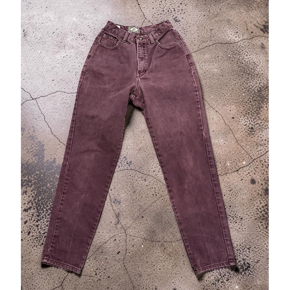 Vintage Express EXP Jeans Burgundy Plum High Waisted Mom Jeans 7/8 Made in USA